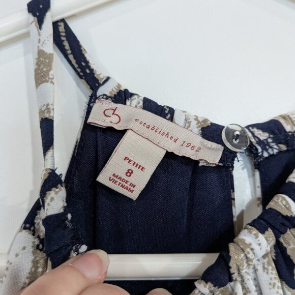 Dressbarn Floral Halter Maxi Bress Navy Blue White Size 8 Petite - Picture 4 of 6